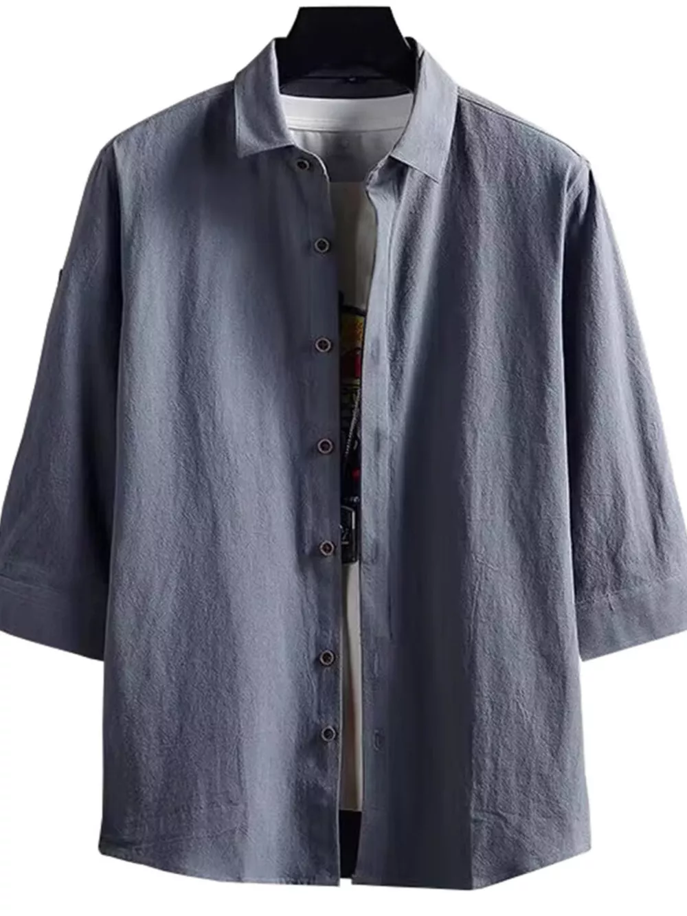 Men's Plus Size Casual Button-Down Shirt, image 4