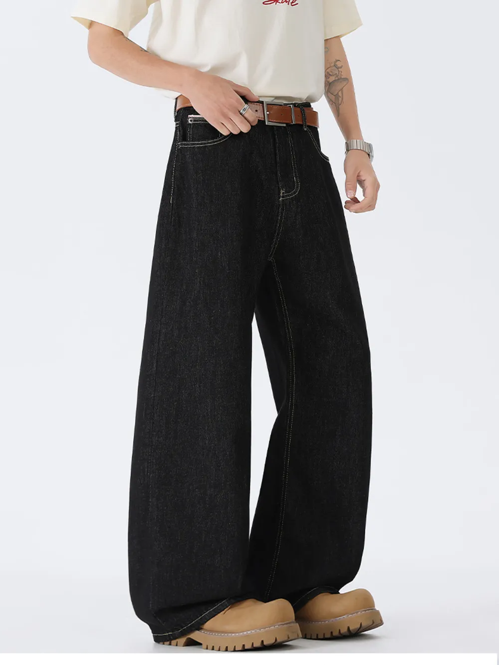 Men's Full Size Wide Leg Wash Jeans Plus Size, image 3