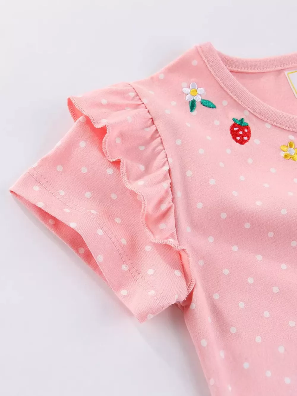 Children's Bunny Embroidered Polka Dot Dress, image 3