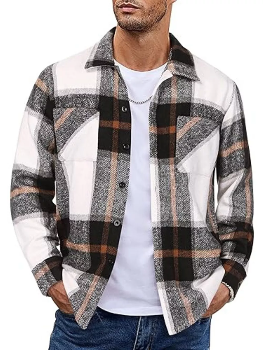 Men's Full Size Casual Plaid Button Up Shirt Plus Size, image 4