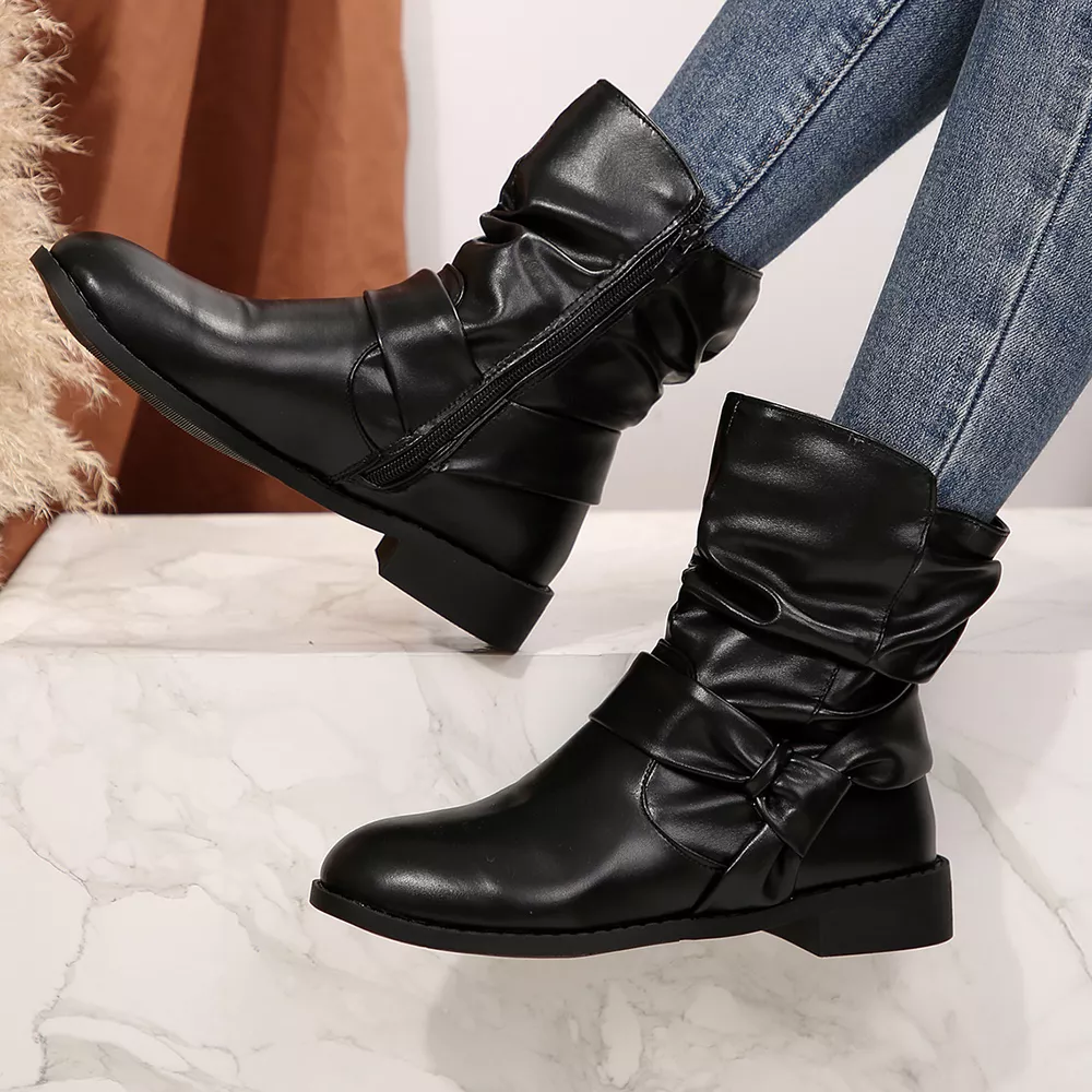 Round Toe Low Heel Boots, image 2