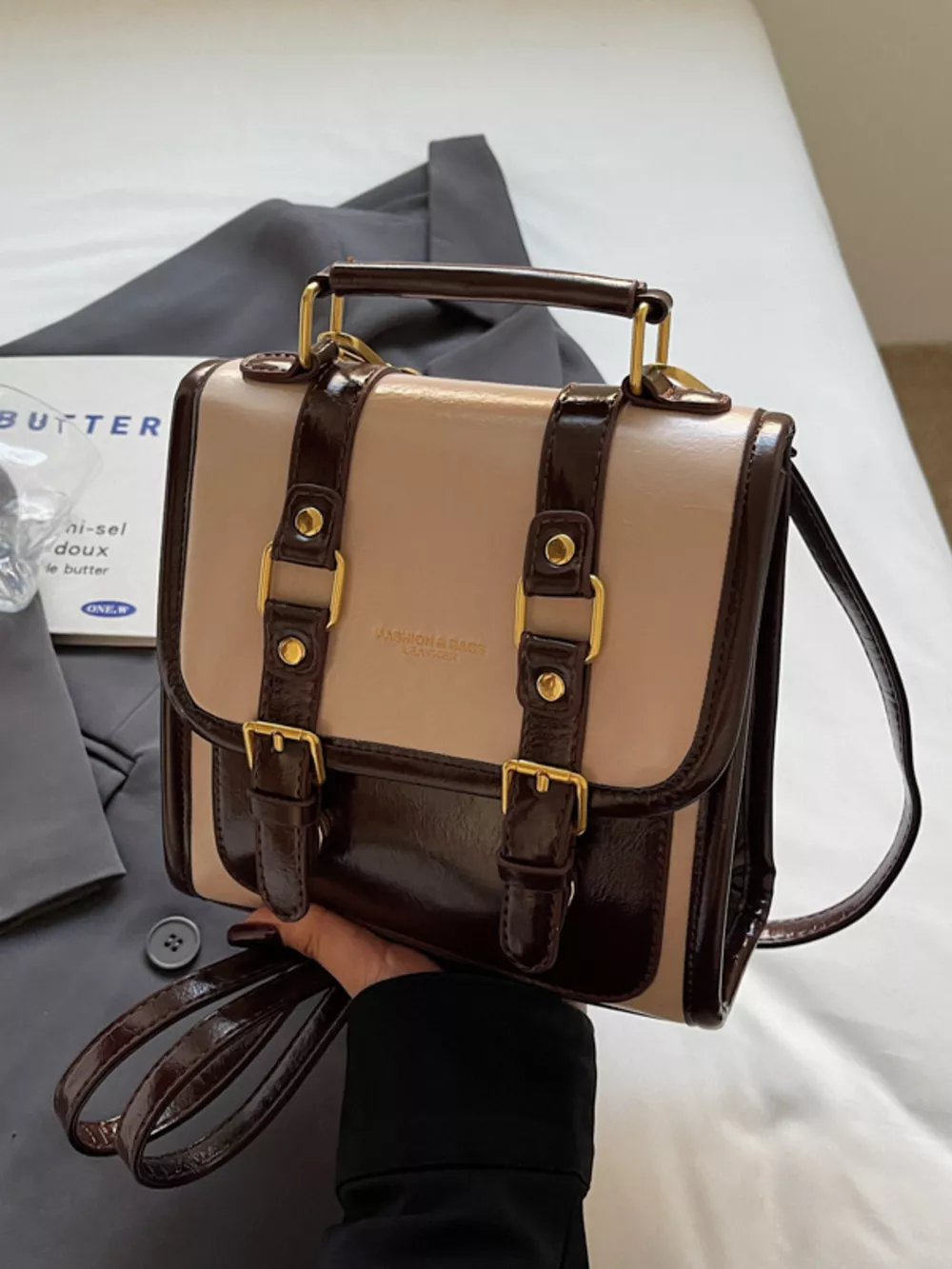 Vintage Style Buckle Backpack Bag