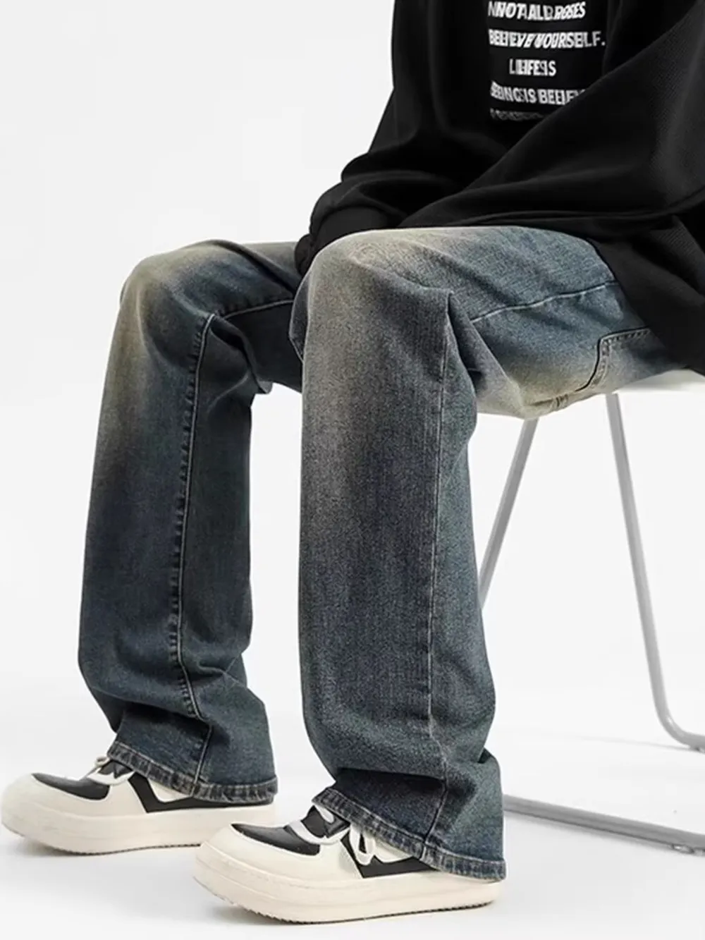 Men's Plus Size Vintage Wash Loose Fit Jeans, image 4