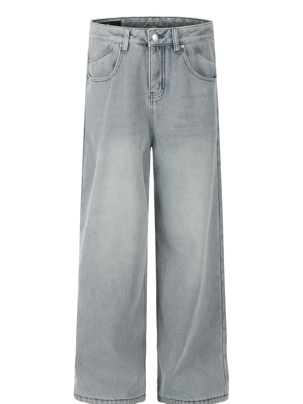 Men's Washed Wide Leg Relaxed Fit Denim Jeans