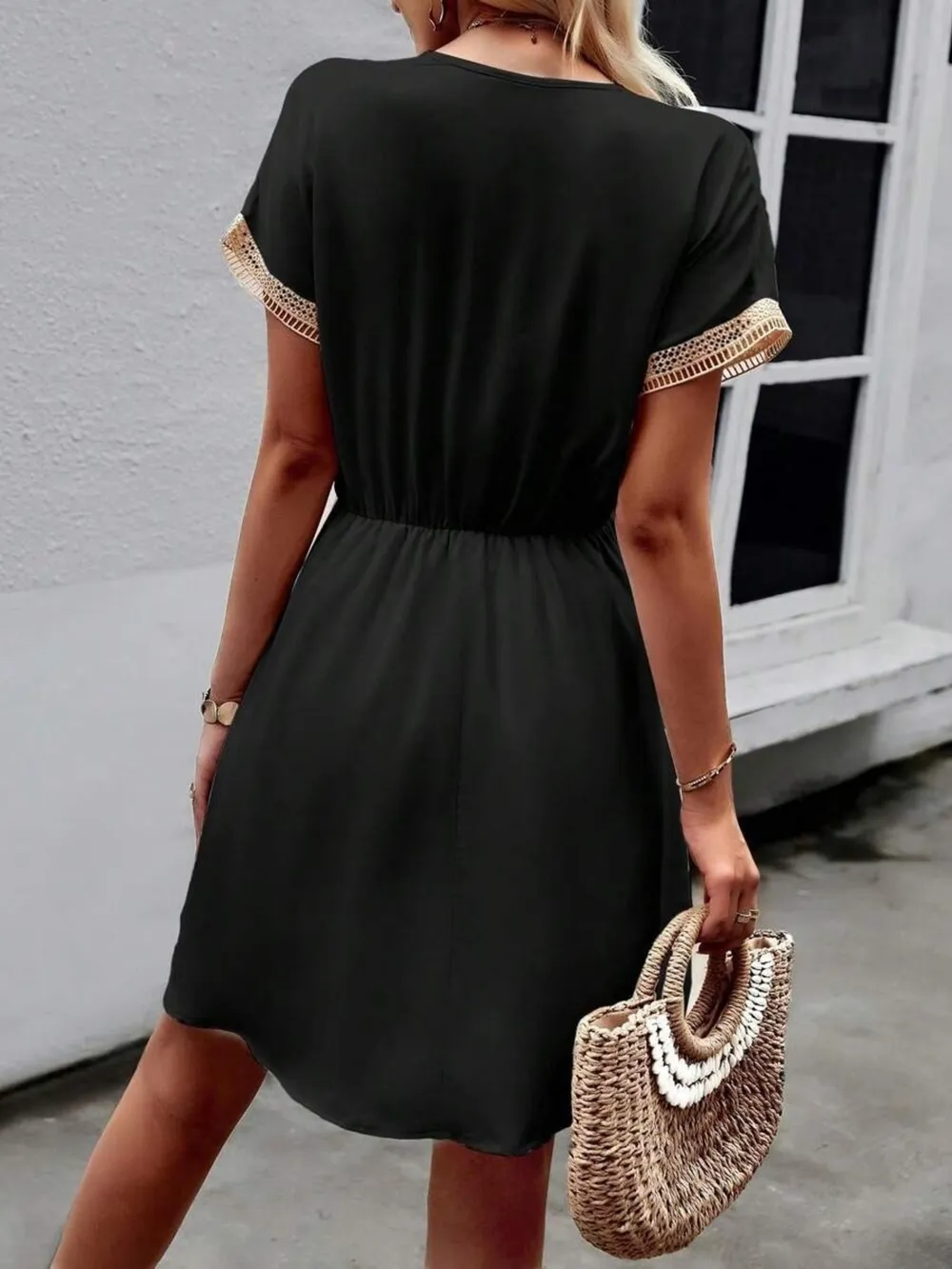V-Neck Short Sleeve Mini Dress, image 12