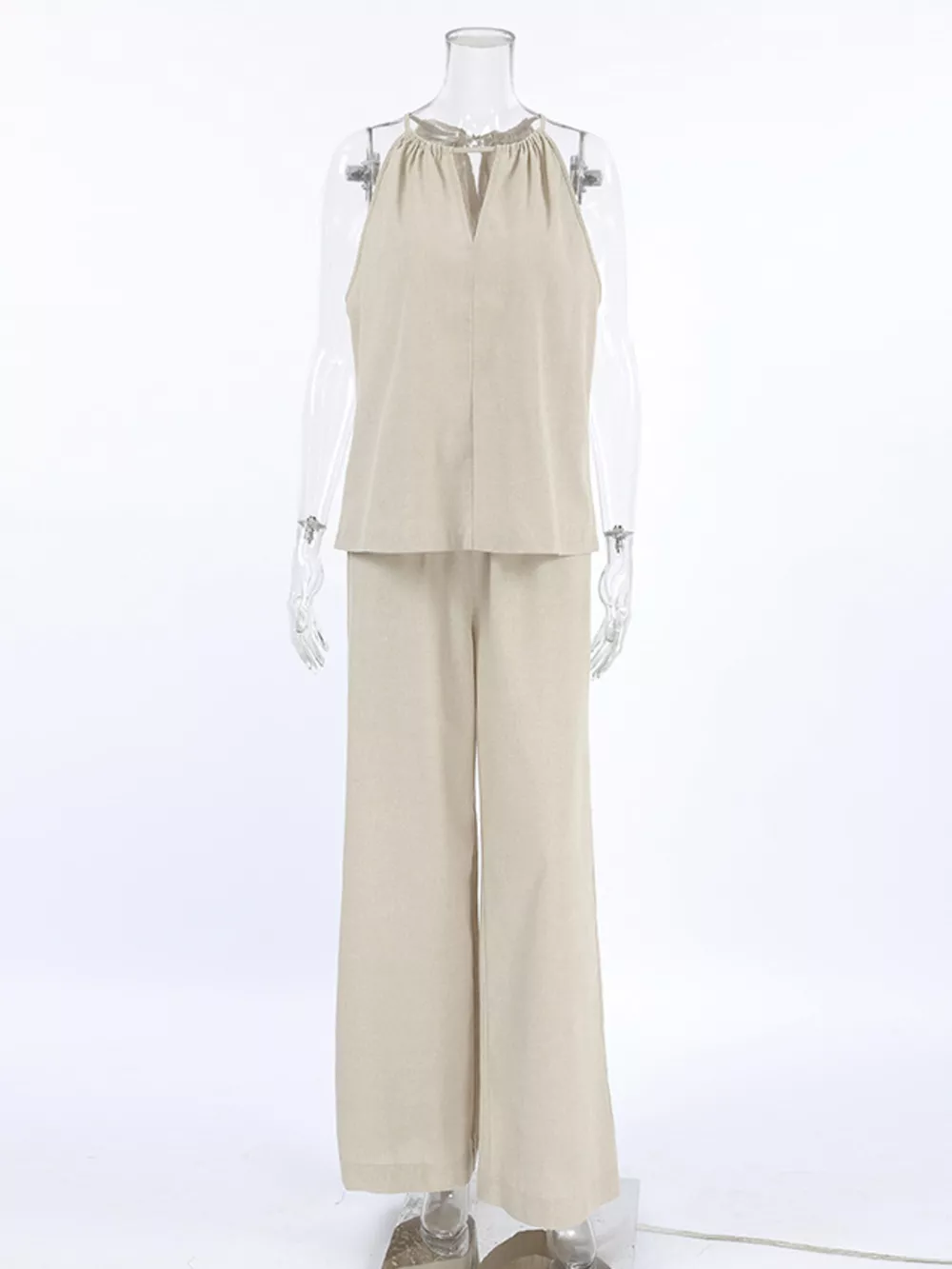Cutout Tank and Wide Leg Pants Set, image 7