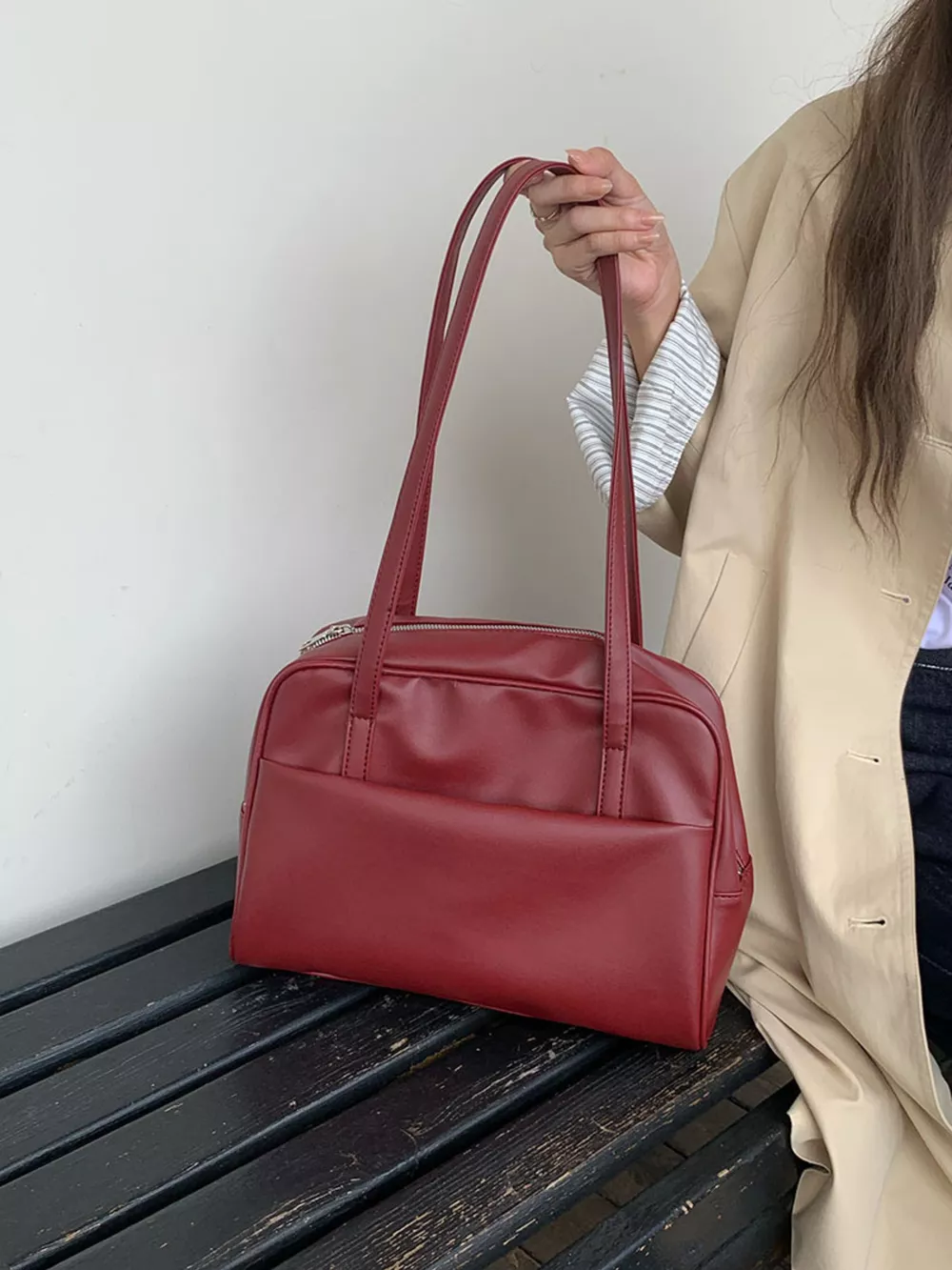 Classic Style Faux Leather Tote Bag, image 12