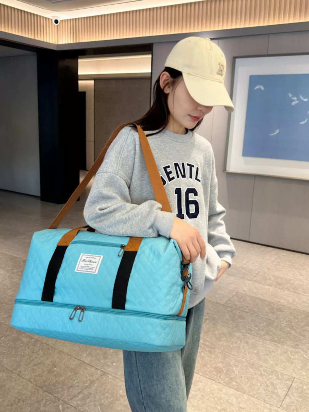 Quilted Travel Duffel Bag, image 7
