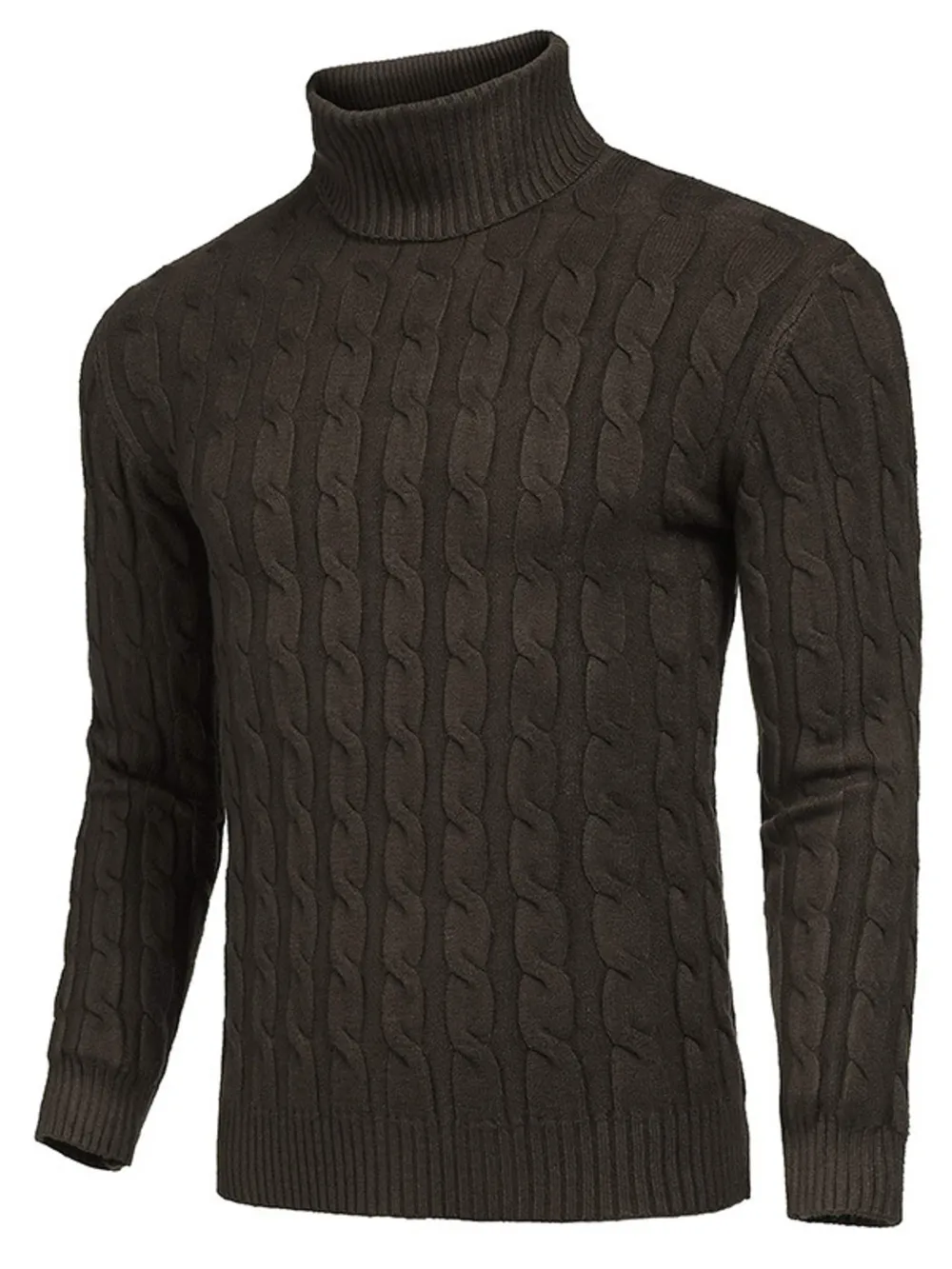 Men's Cable Knit Turtleneck Sweater, image 7