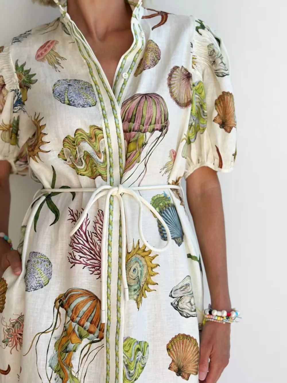 Printed Short Sleeve Shirt Dress, image 3