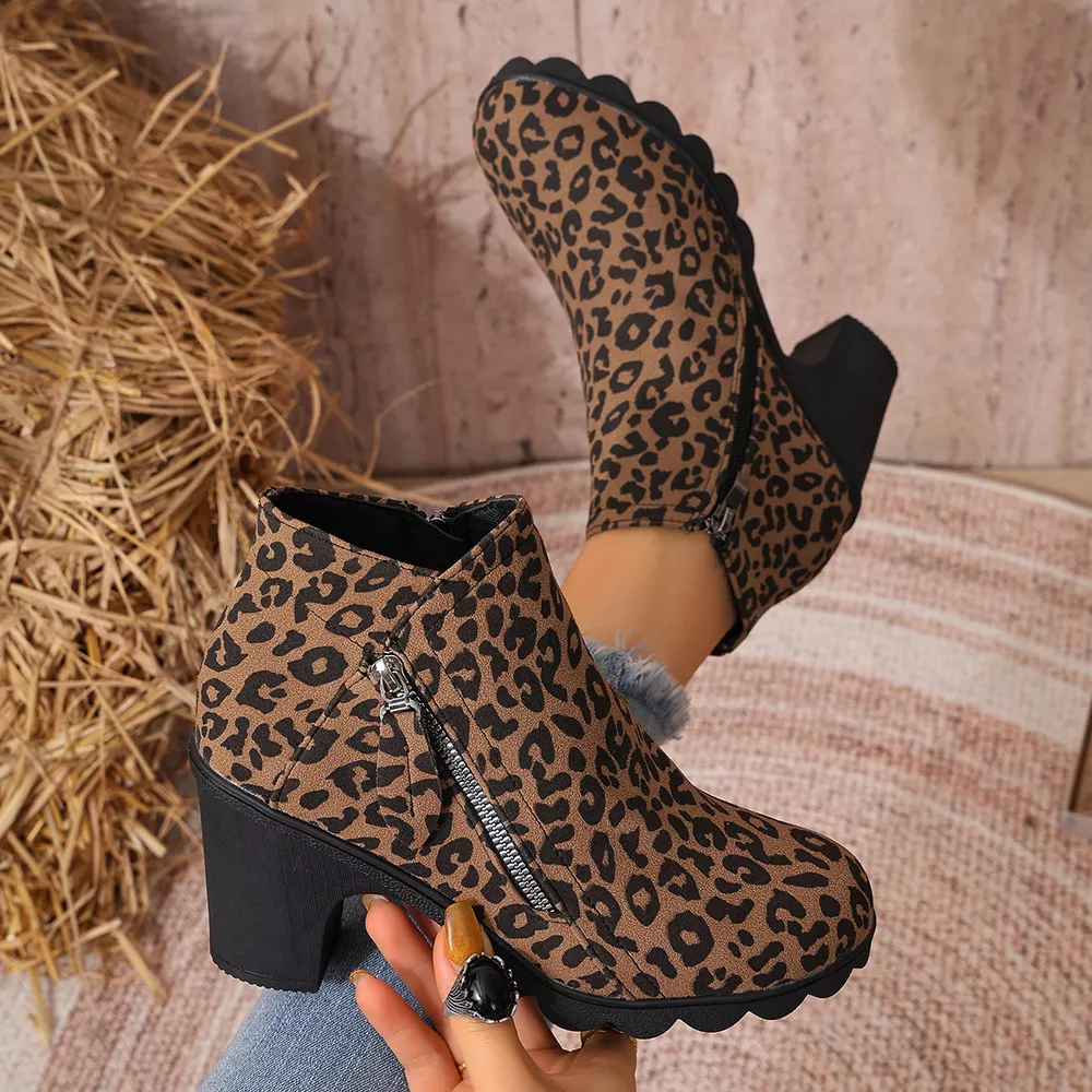 Round Toe Block Heels Boots, image 9