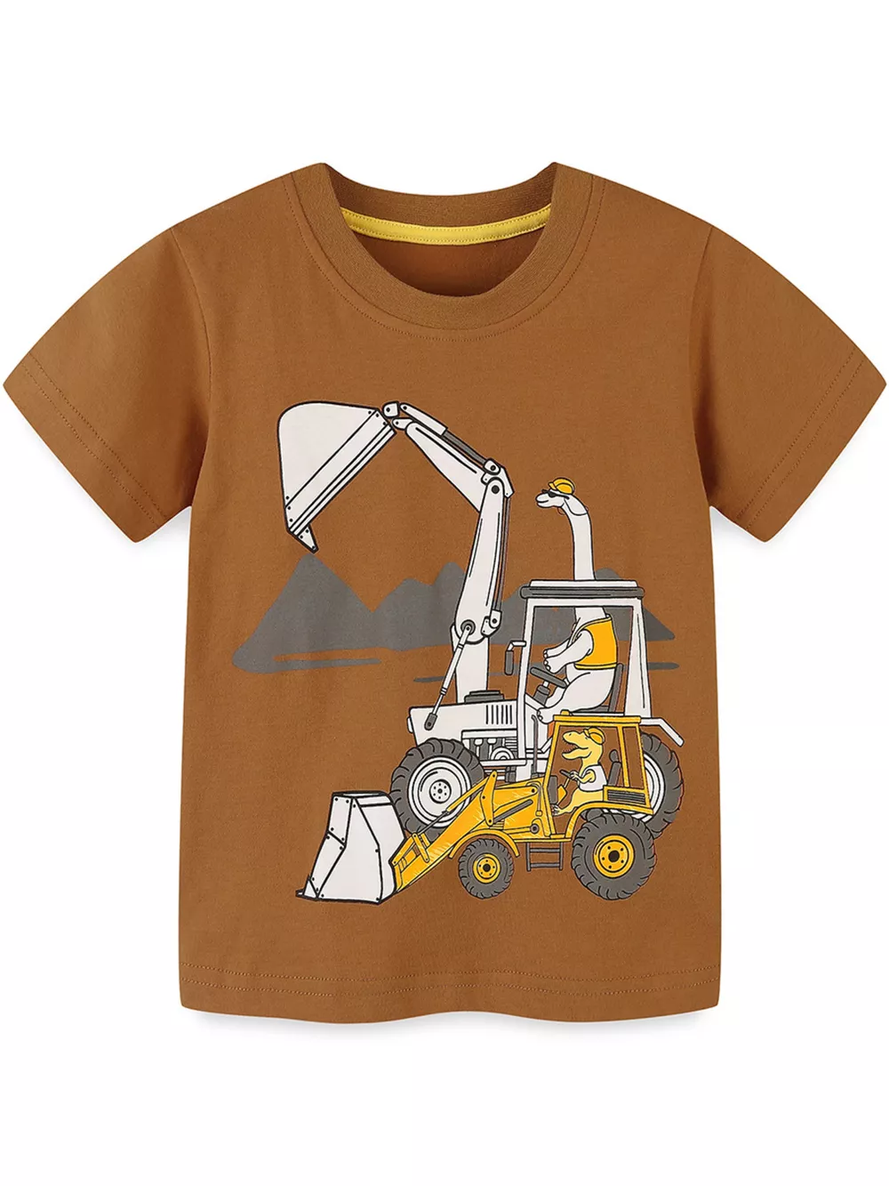 Children's Excavator & Dinosaur Graphic T-Shirt
