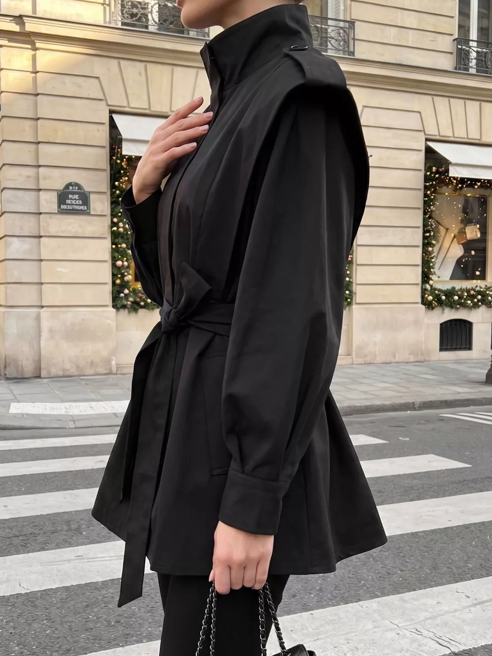 Stand-Collar Belted Outerwear, image 4