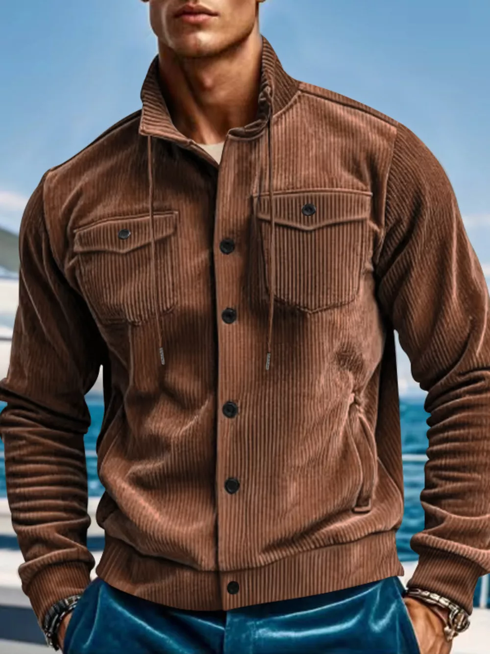 Men's Full Size Corduroy Button Up Casual Jacket Plus Size, image 14