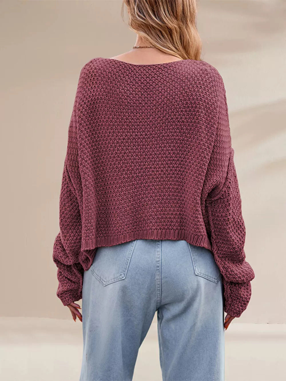 Cable Knit Dropped Shoulder Sweater, image 7