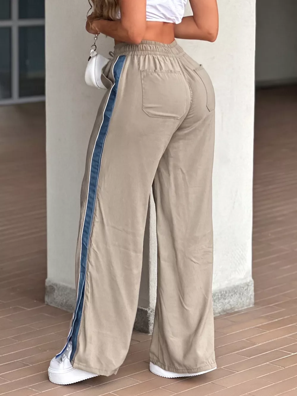 Contrast Side Panel Wide Leg Pants, image 5