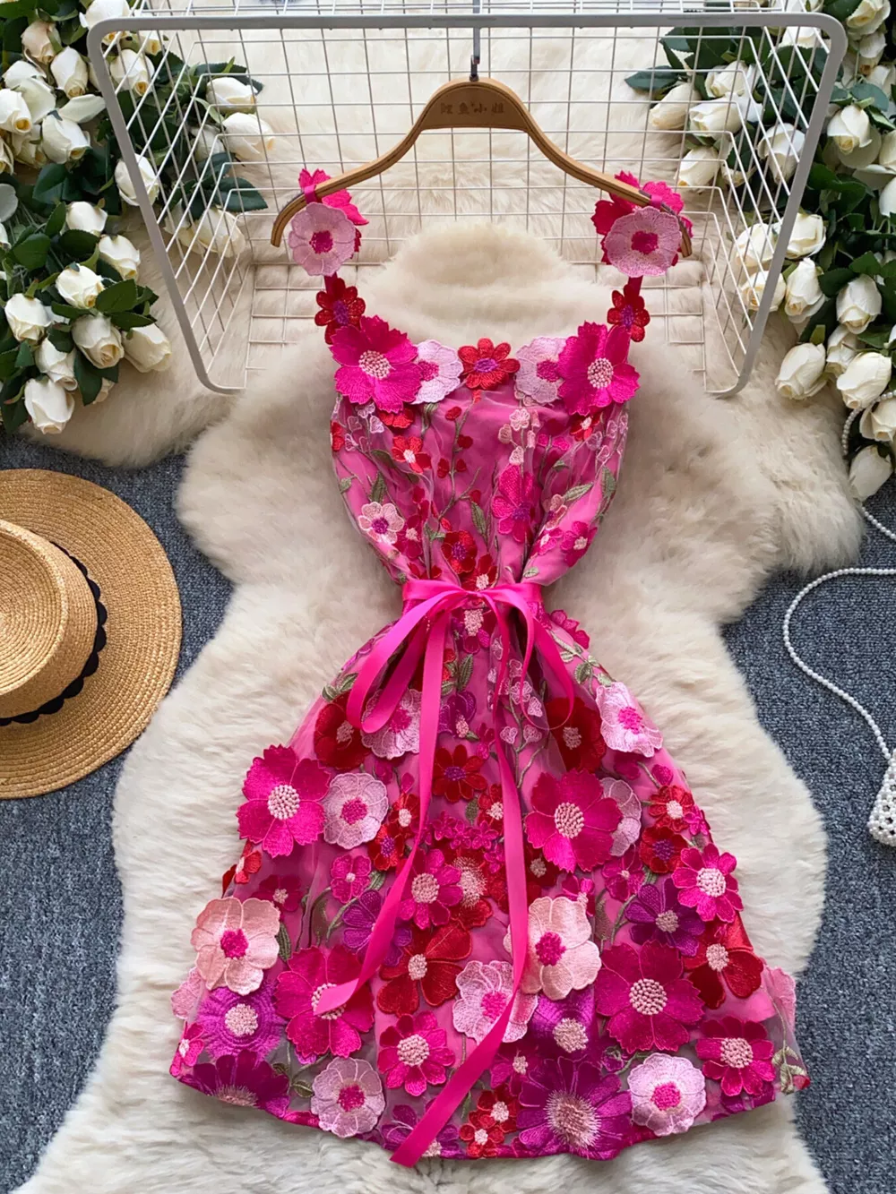 Floral Tie Waist Mini Dress, image 7
