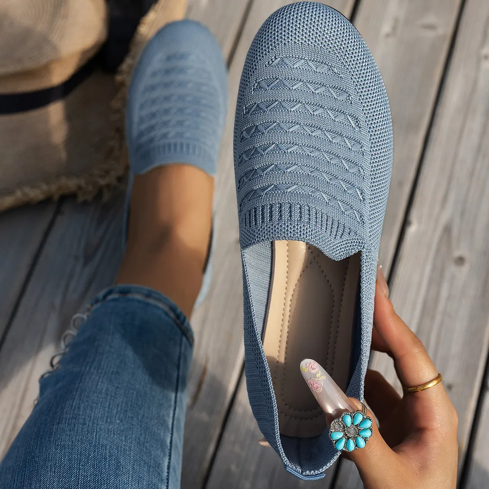 Breathable Knit Slip-On Loafers, image 9