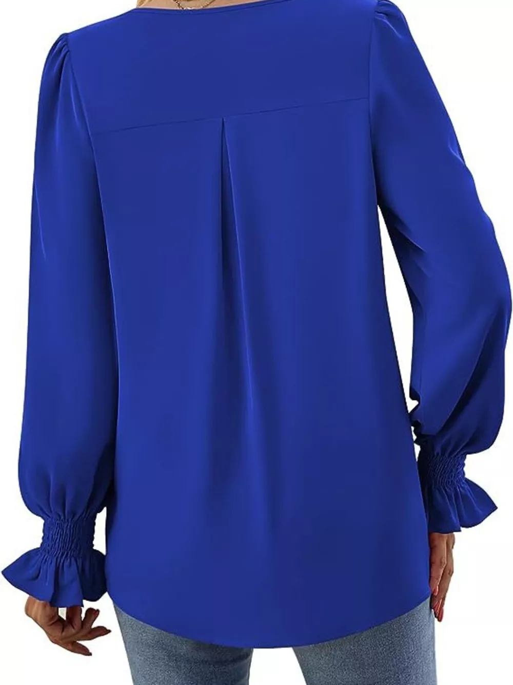 V-Neck Long Sleeve Ruffle Cuff Blouse, image 36