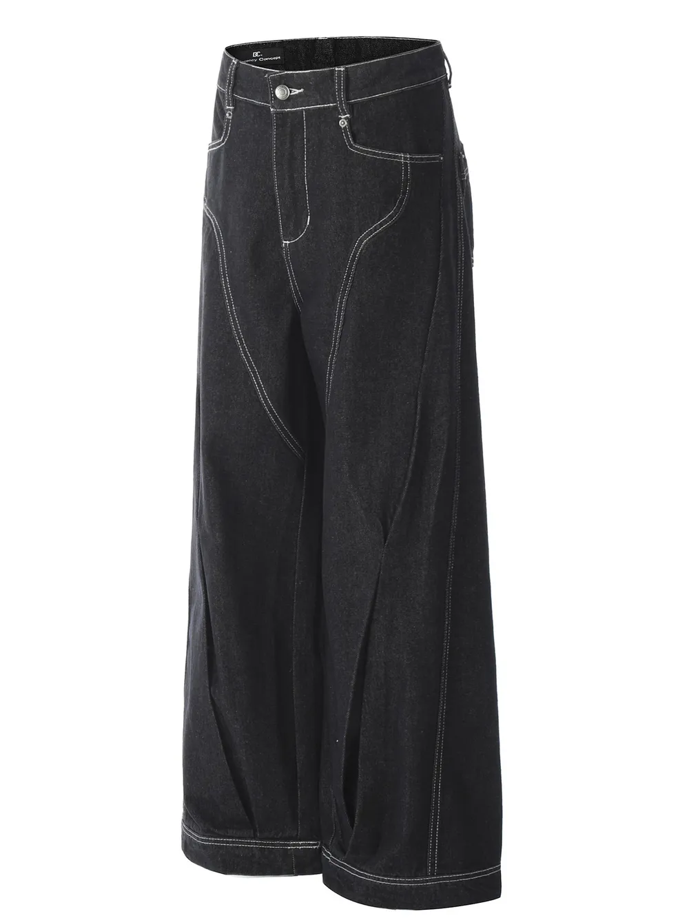 Men's Wide-Leg Jeans with Contrast Stitching, image 2