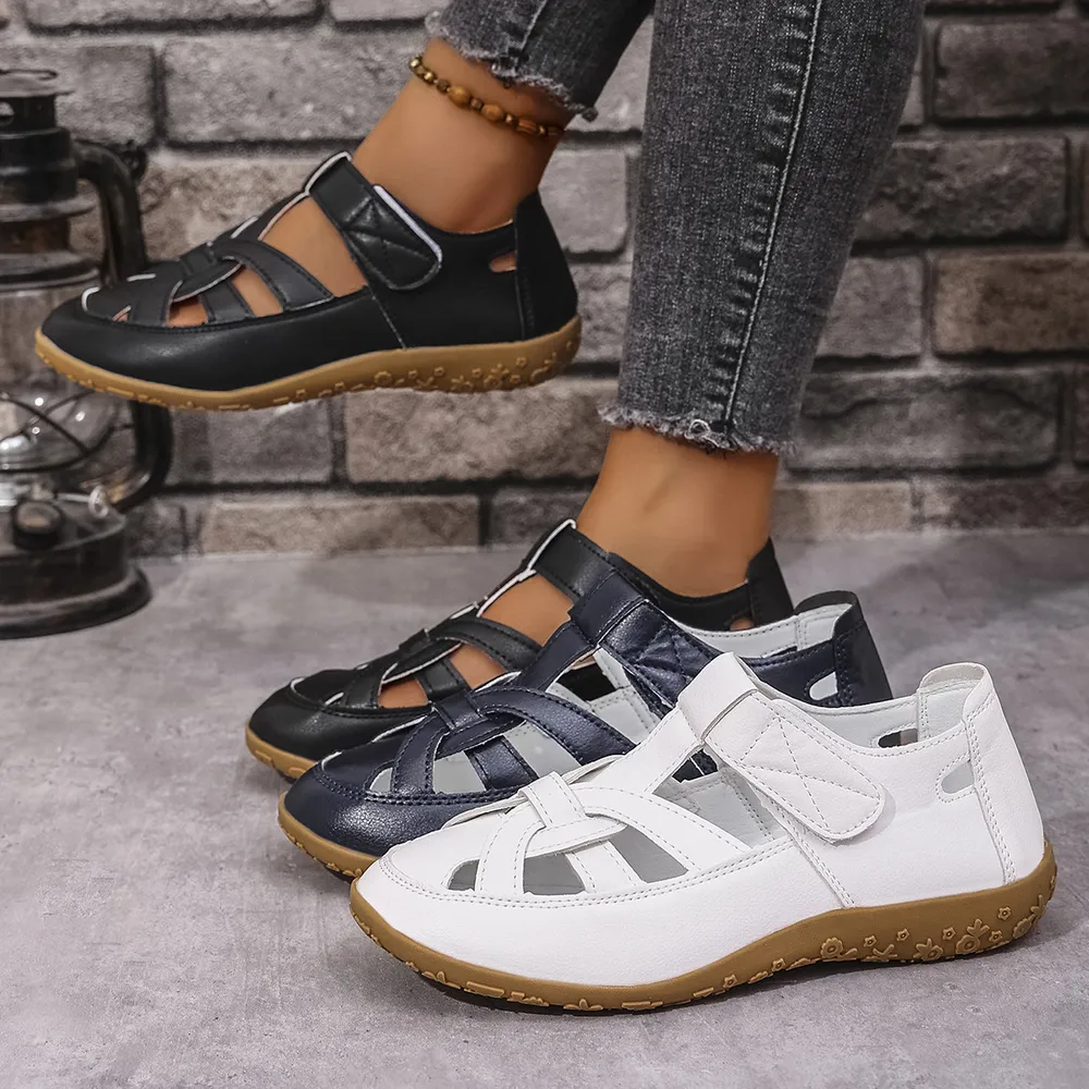 Cutout Sandals with Velcro Straps