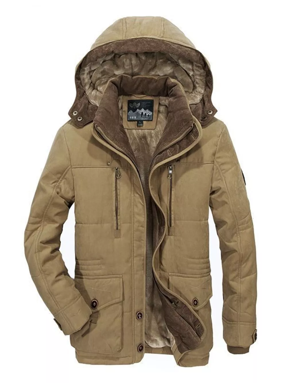 Men's Plus Size Winter Warm Hooded Parka Coat, image 3