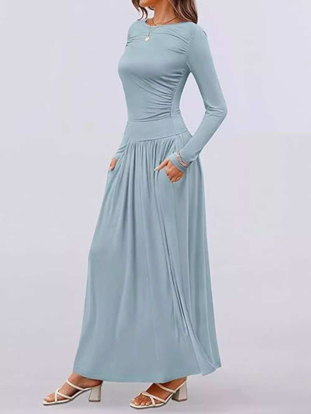 Long Sleeve Maxi Dress with Pockets, image 19