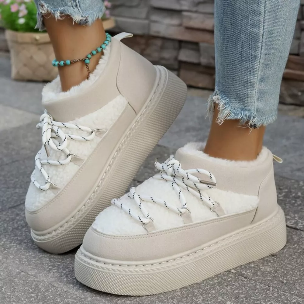 Cozy Plush Lined Lace-Up Platform Winter Boots, image 9