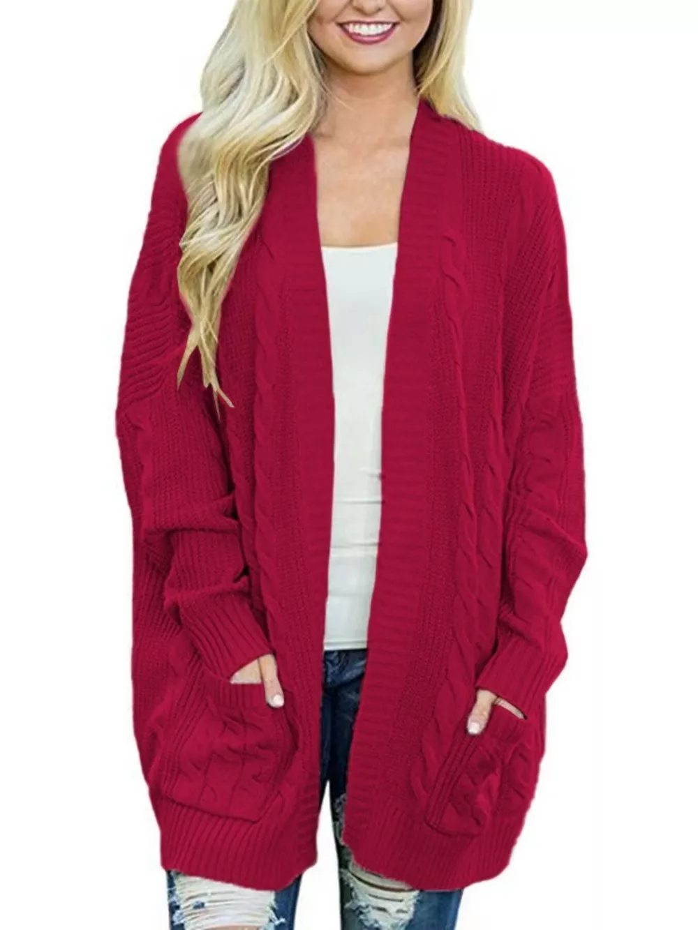 Chunky Knit Open Front Cardigan, image 11