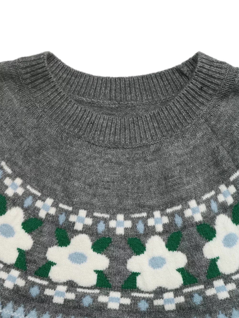 Floral Pattern Round Neck Sweater, image 8