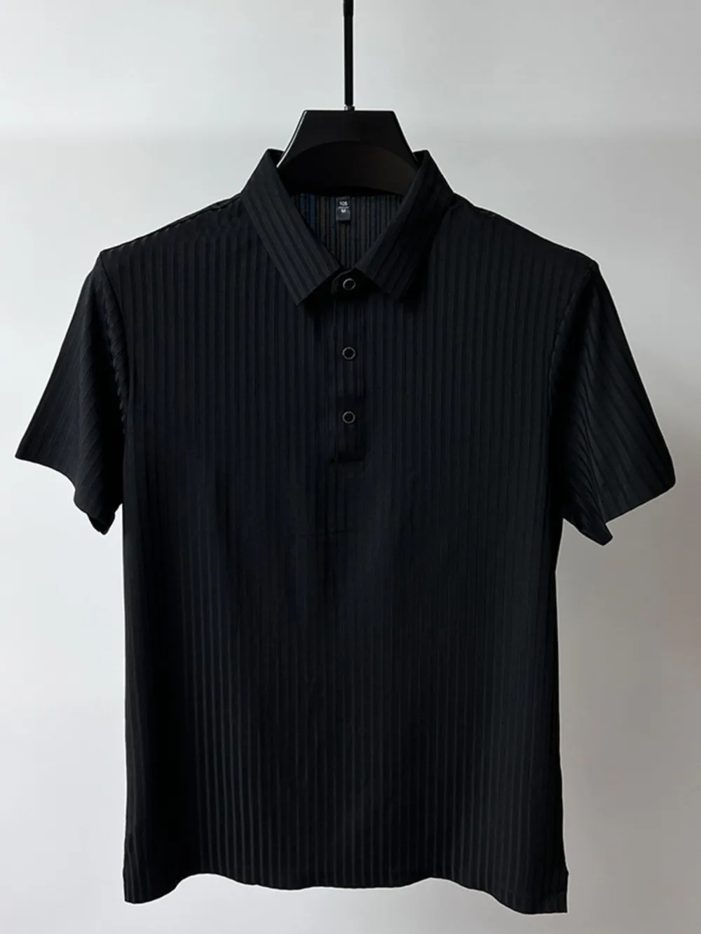 Men's Plus Size Ribbed Texture Short Sleeve Polo, image 3