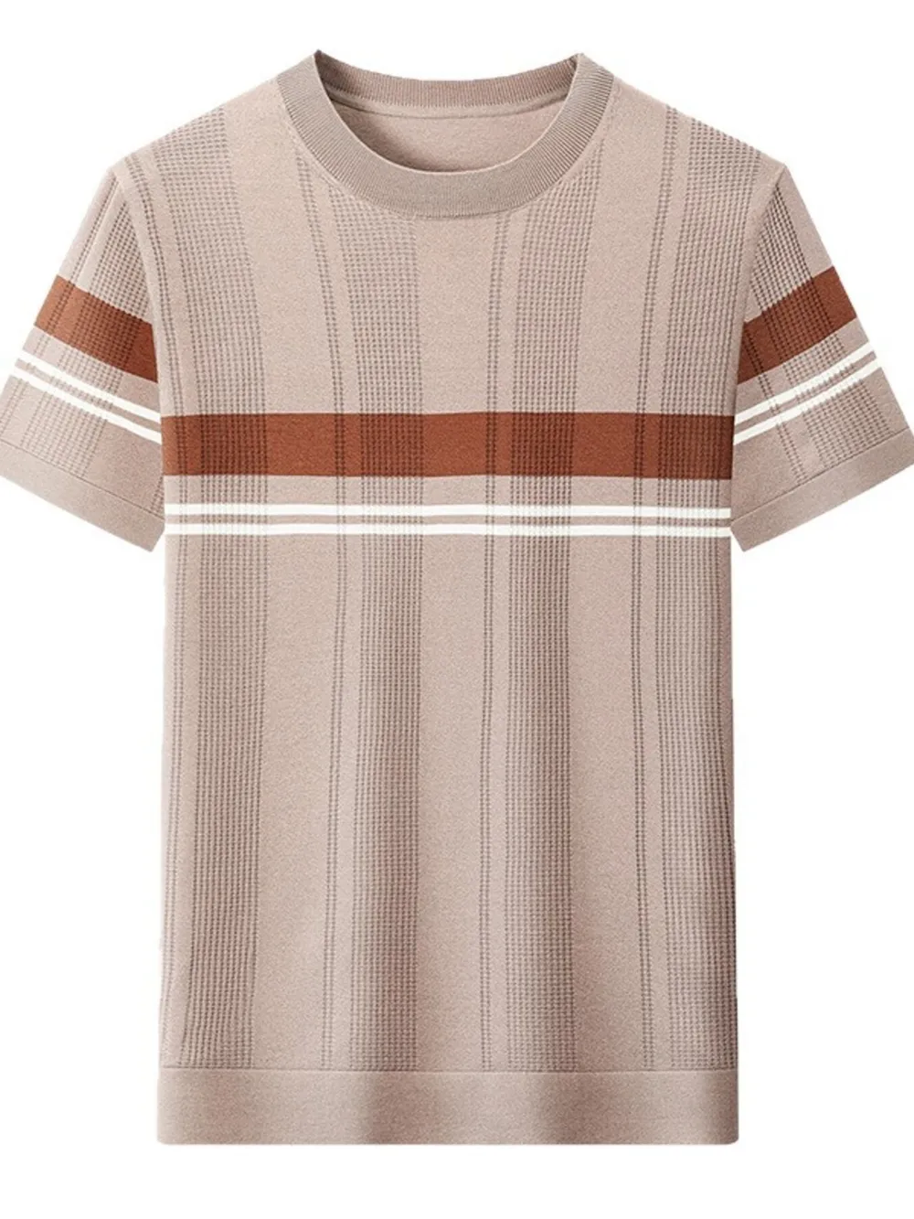 Men's Plus Size Striped Round Neck Short Sleeve T-Shirt, image 4