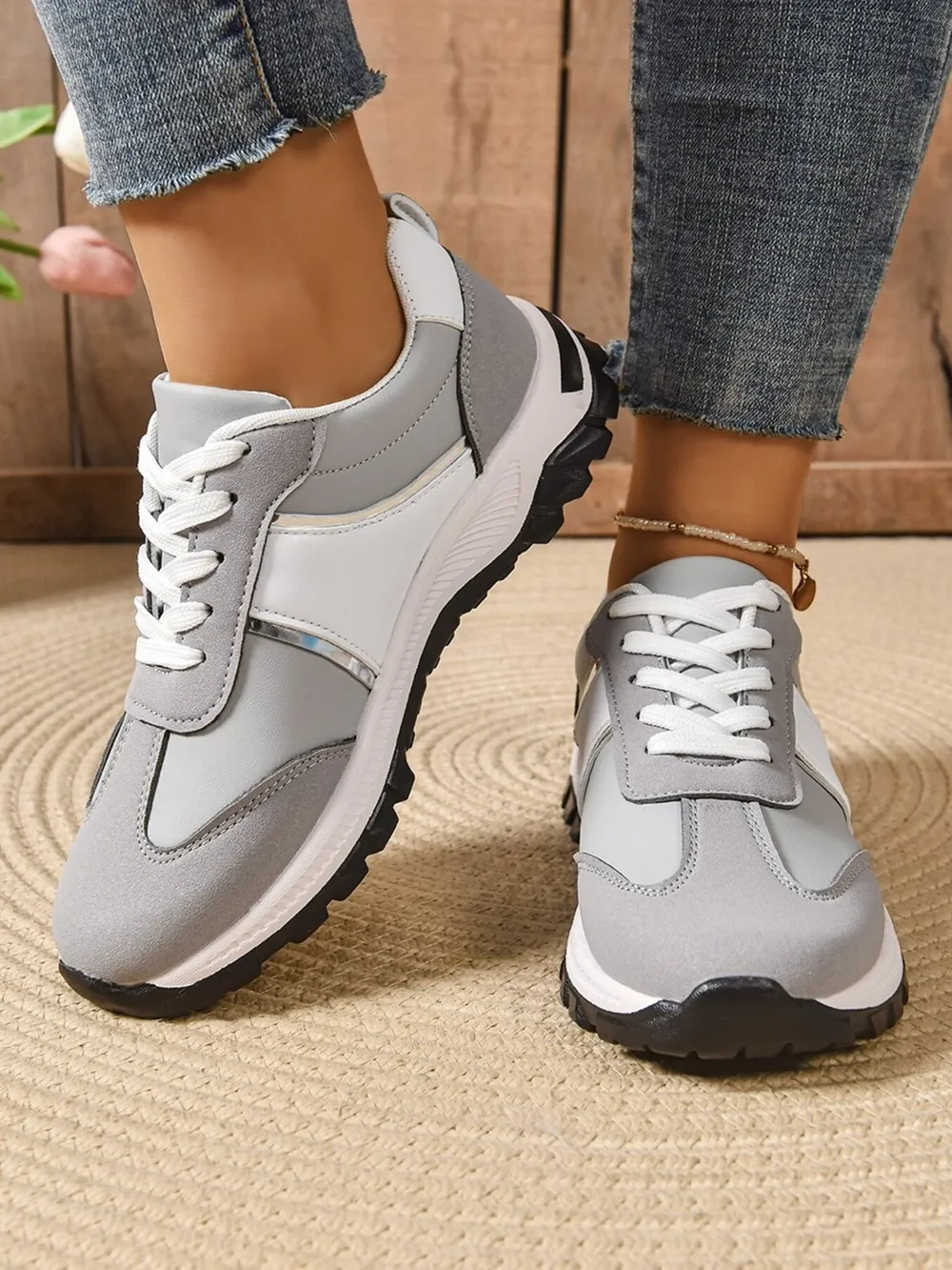 Contrast Lace Up Sneakers, image 7