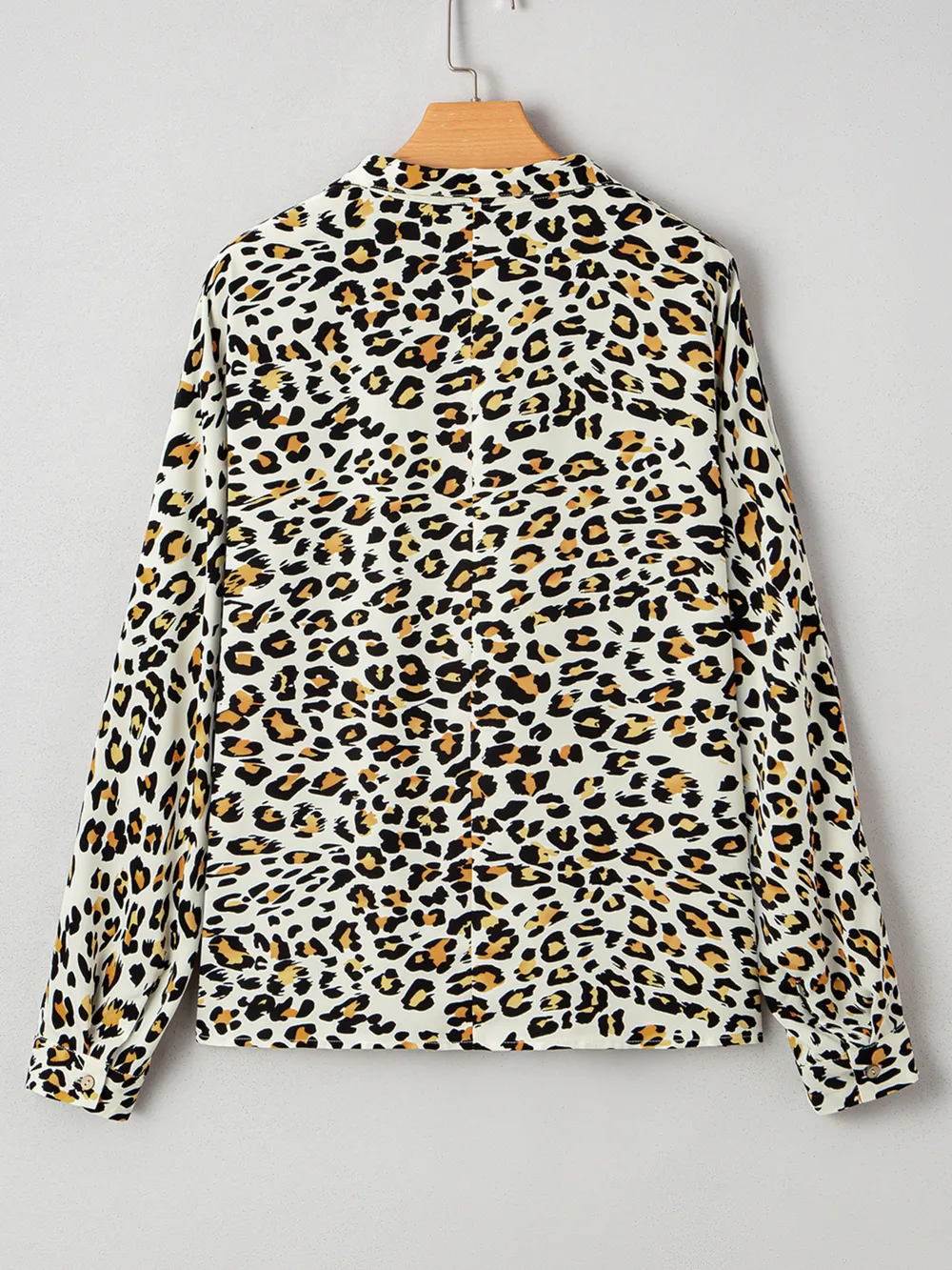 Leopard Print Contrast Striped V Neck Blouse, image 5
