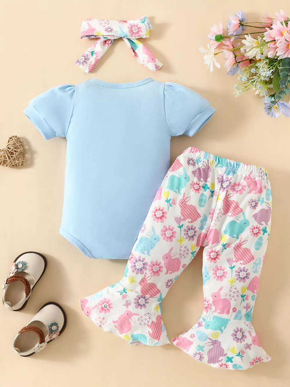 Children's Easter Bunny Graphic and Pants Set with Headband, image 2