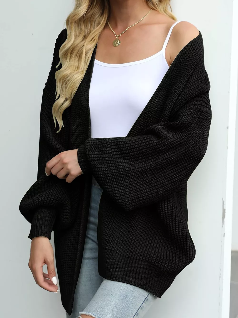 Chunky Knit Open Front Cardigan, image 4