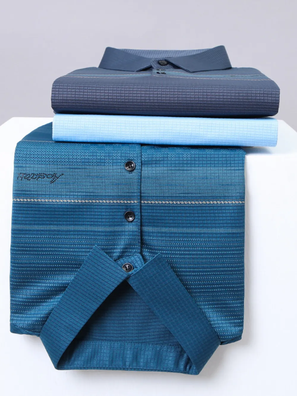 Men's Plus Size Striped Quick-Dry Short Sleeve Polo Shirt, image 8
