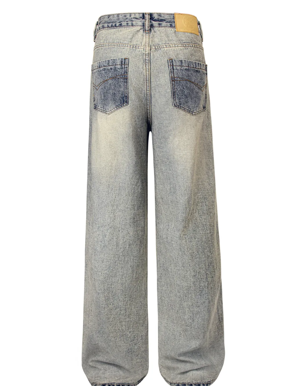 Men's Contrast Pocket Washed Straight Jeans, image 3