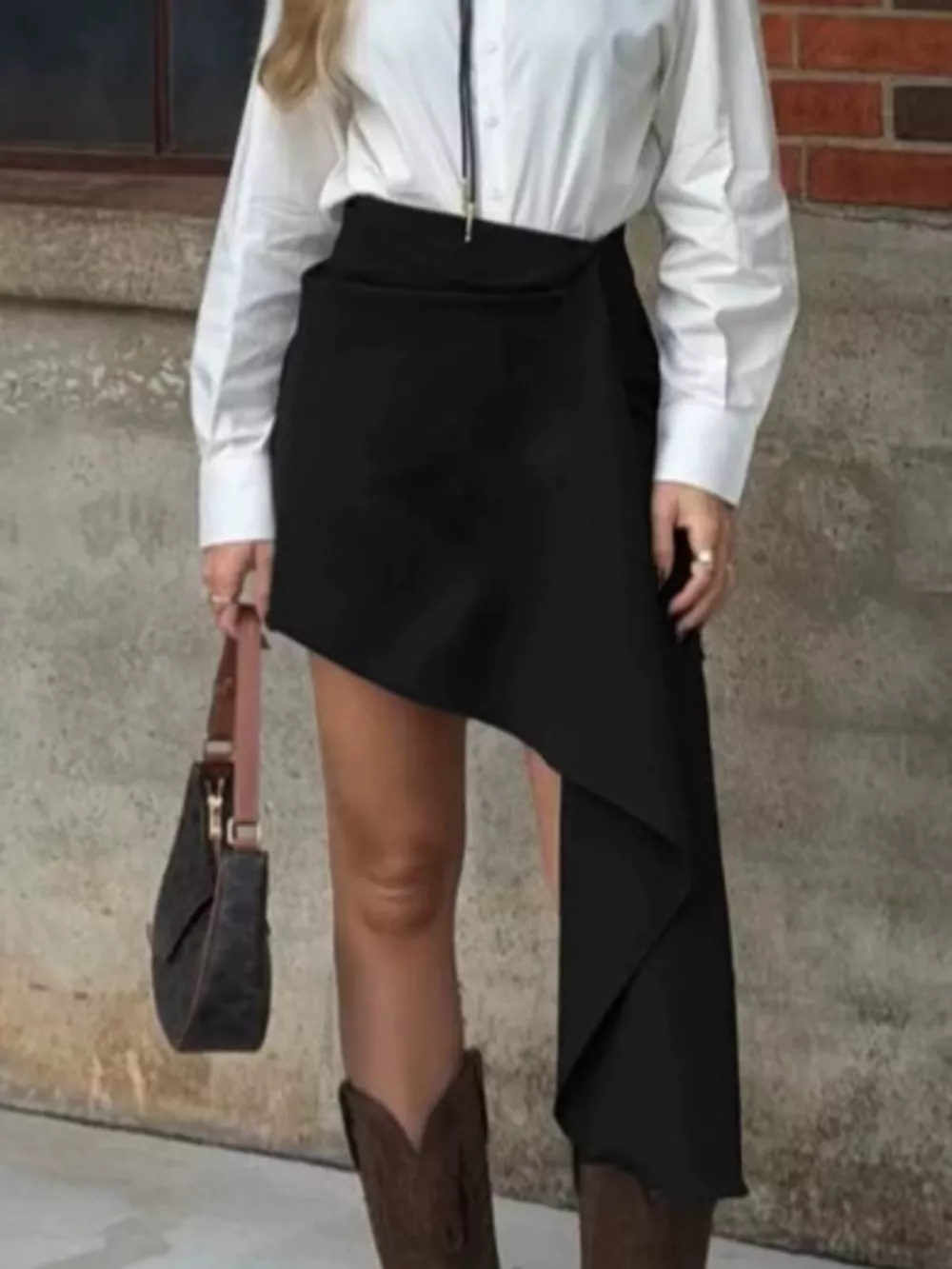 Asymmetric High-Waisted Draped Mini Skirt, image 6