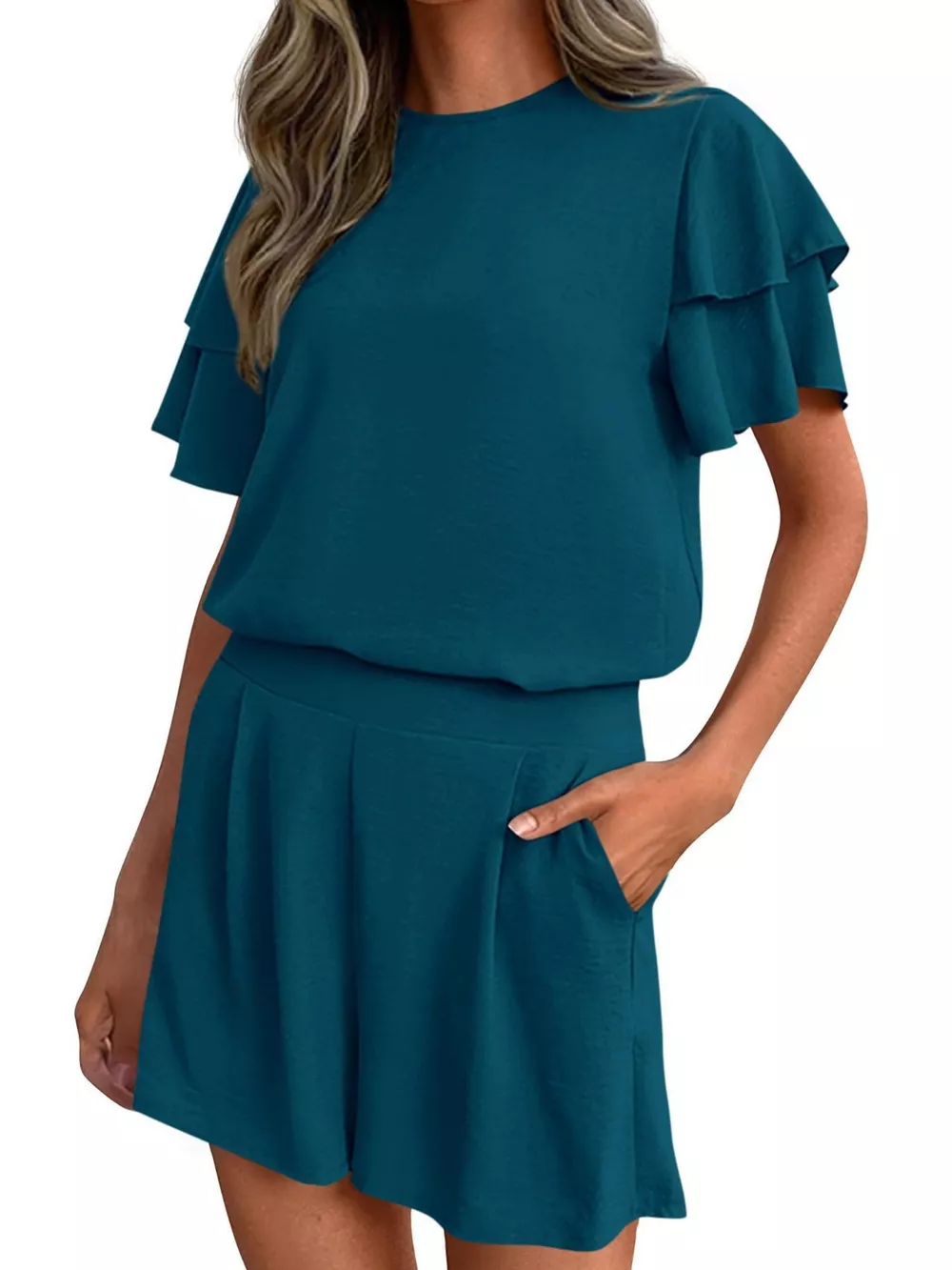 Ruffle Sleeve Top and Shorts Two-Piece Set, image 17