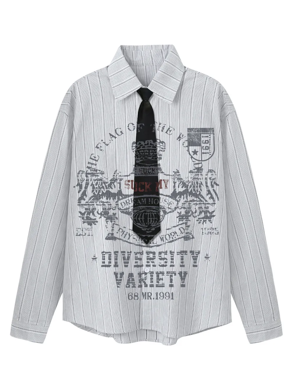 Men's Striped Button Up Long Sleeve Shirt