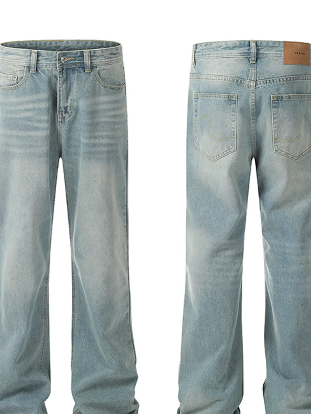 Men's Washed Wide Leg Jeans, image 3