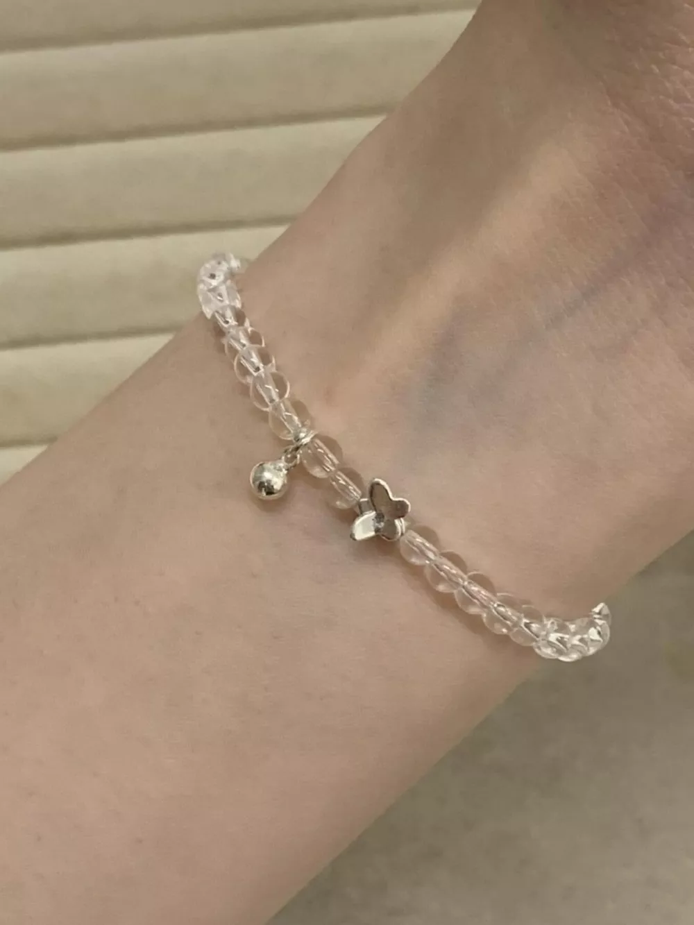 Crystal Beaded Bracelet with Butterfly Charm, image 2