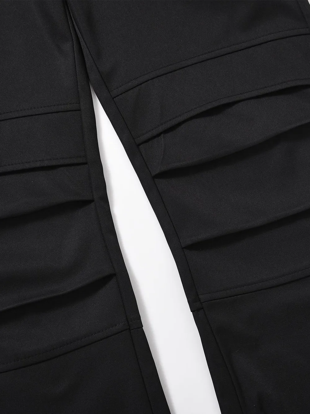 Men's Slim Straight Pants with Ruched Detail, image 5