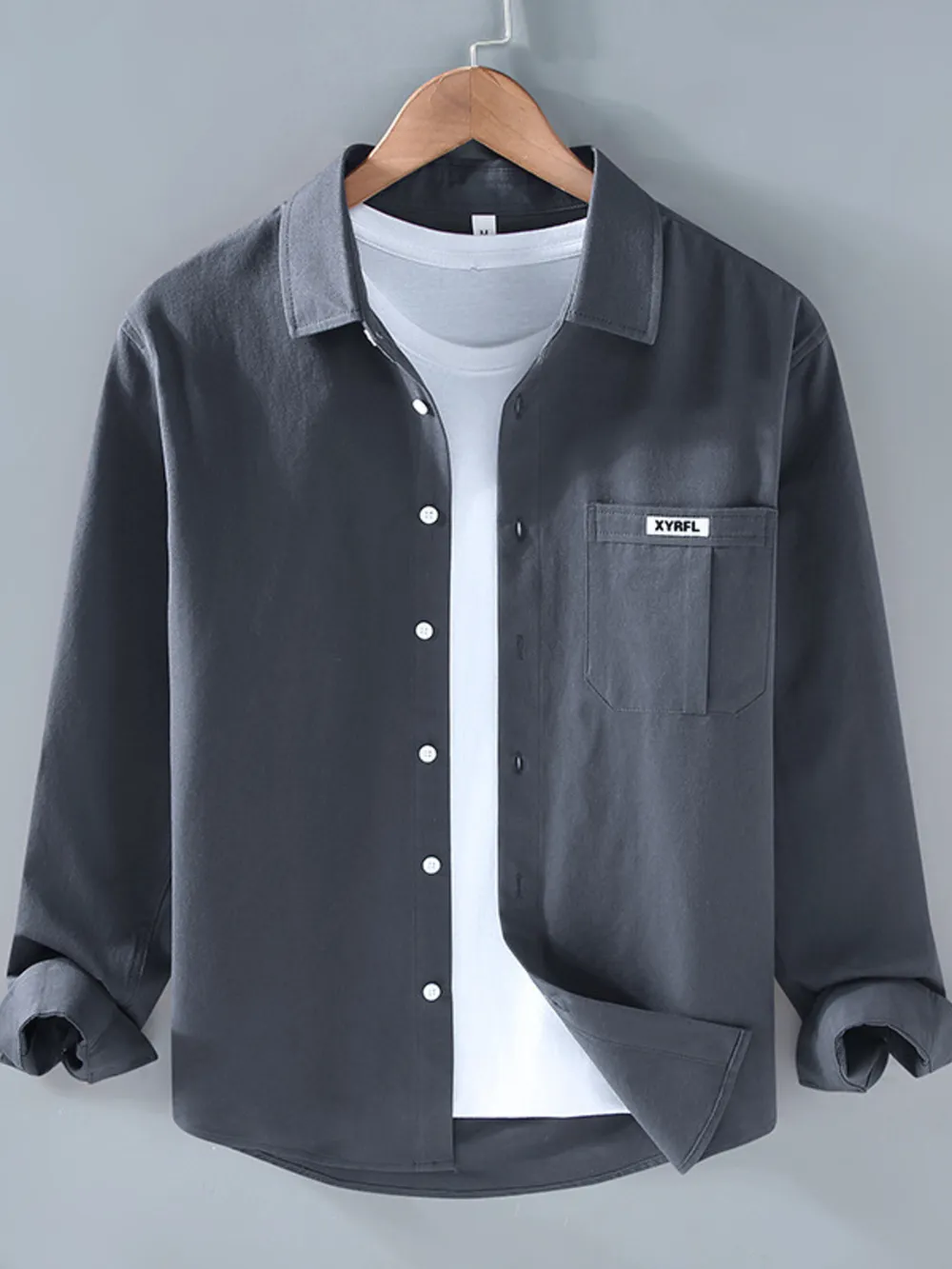 Men's Plus Size Button Up Long Sleeve Shirt