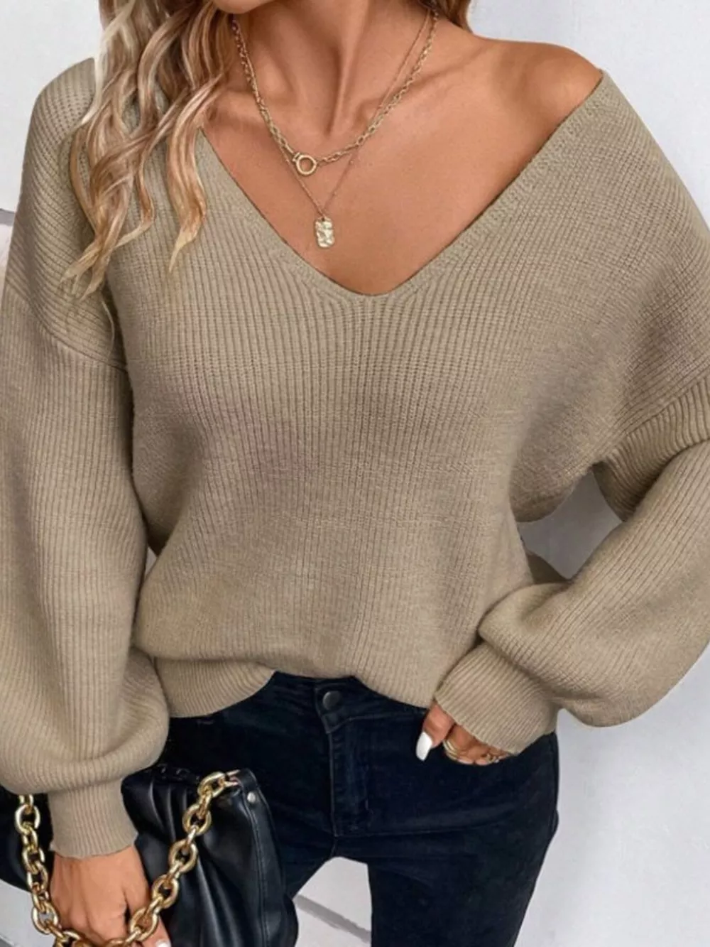 Back Bow V-Neck Sweater, image 7