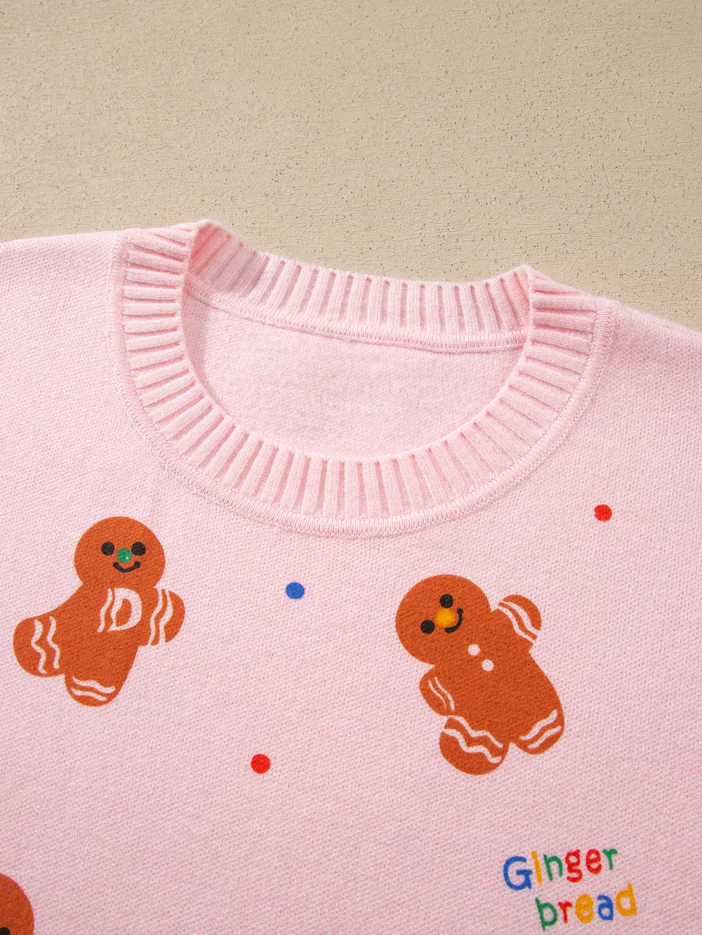 Gingerbread Pattern Long Sleeve Round Neck Sweater, image 5