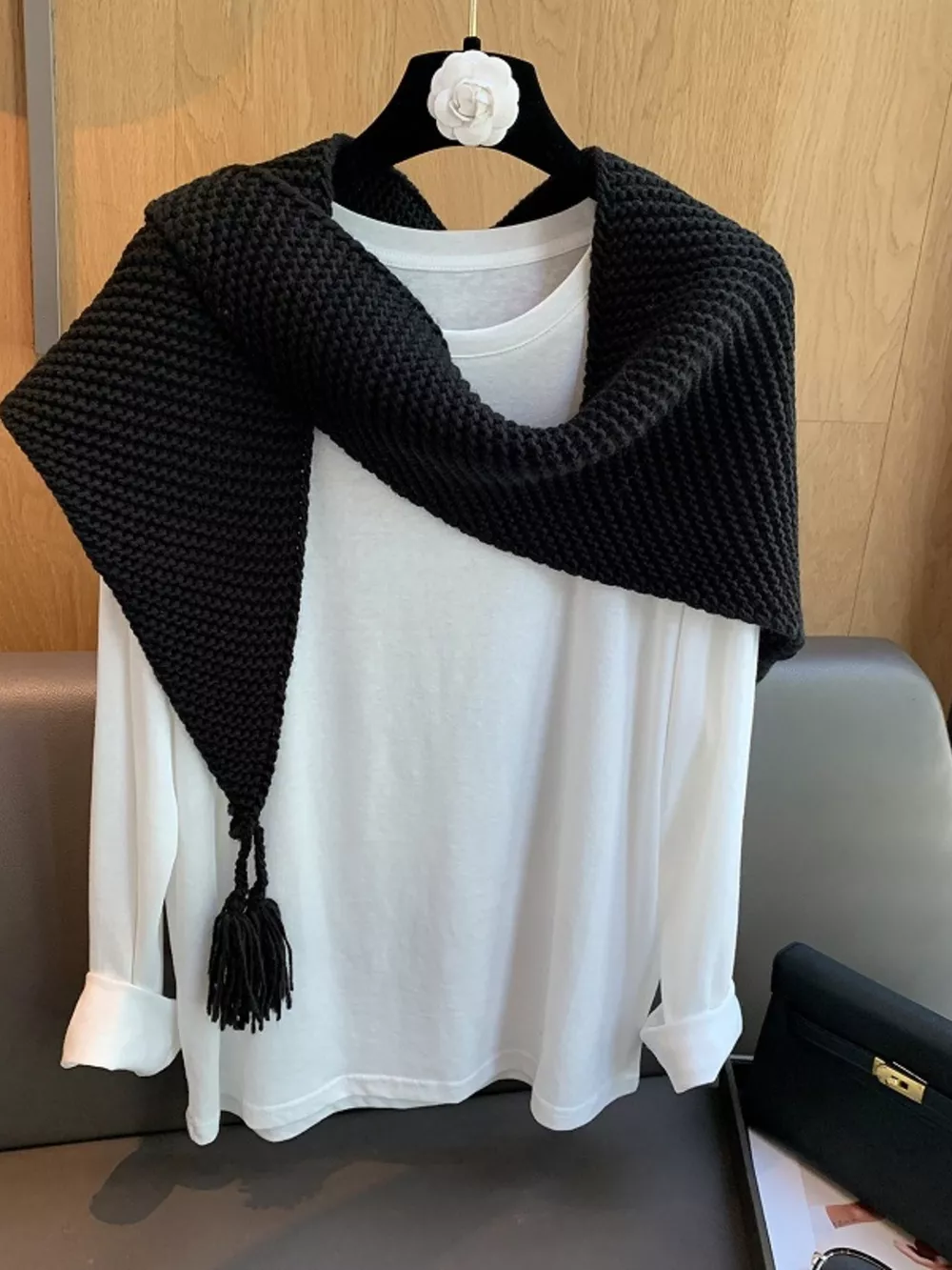 Chunky Knit Tassel Scarf, image 3