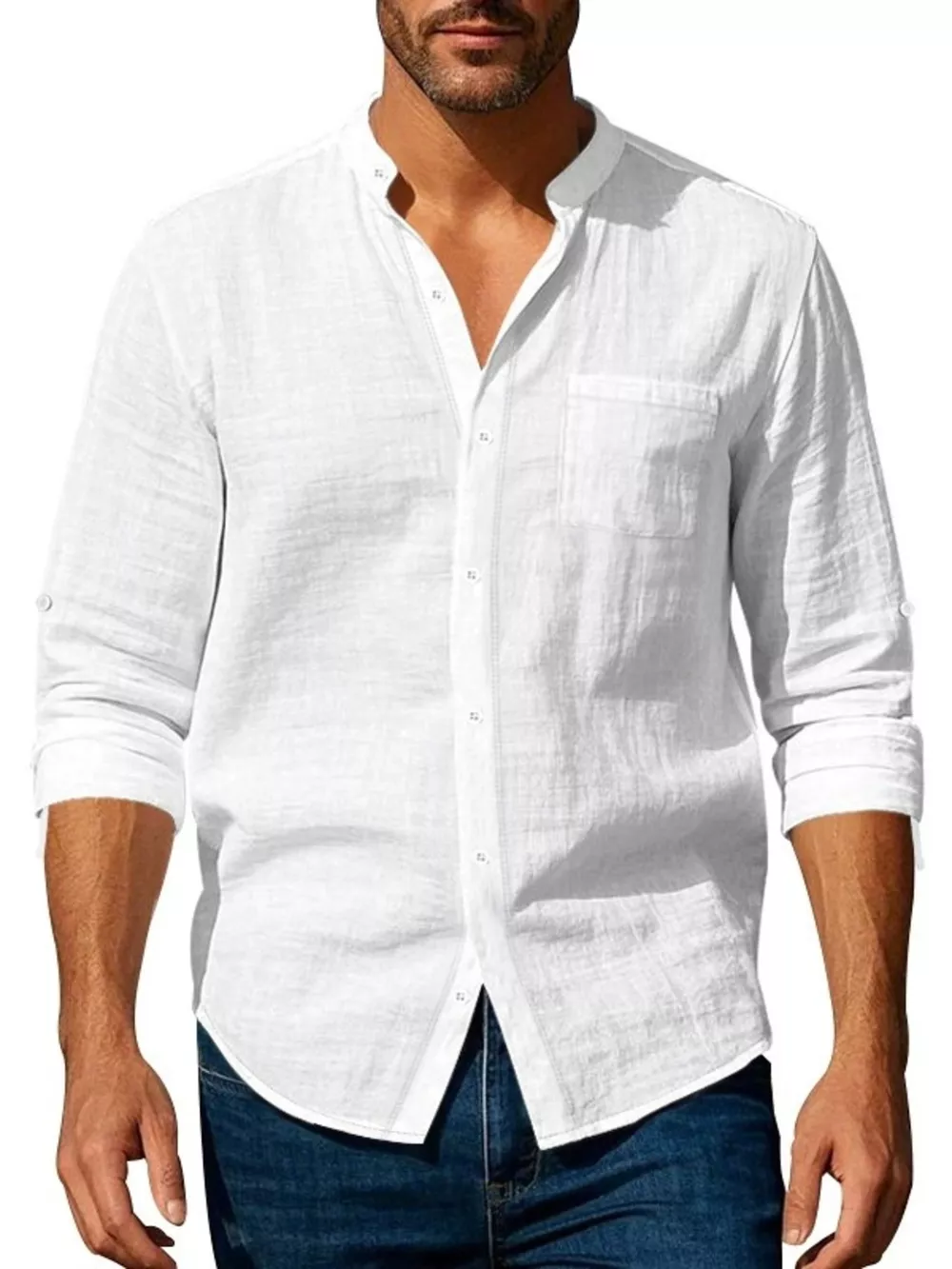 Men's Full Size Button Up Long Sleeve Shirt Plus Size, image 3