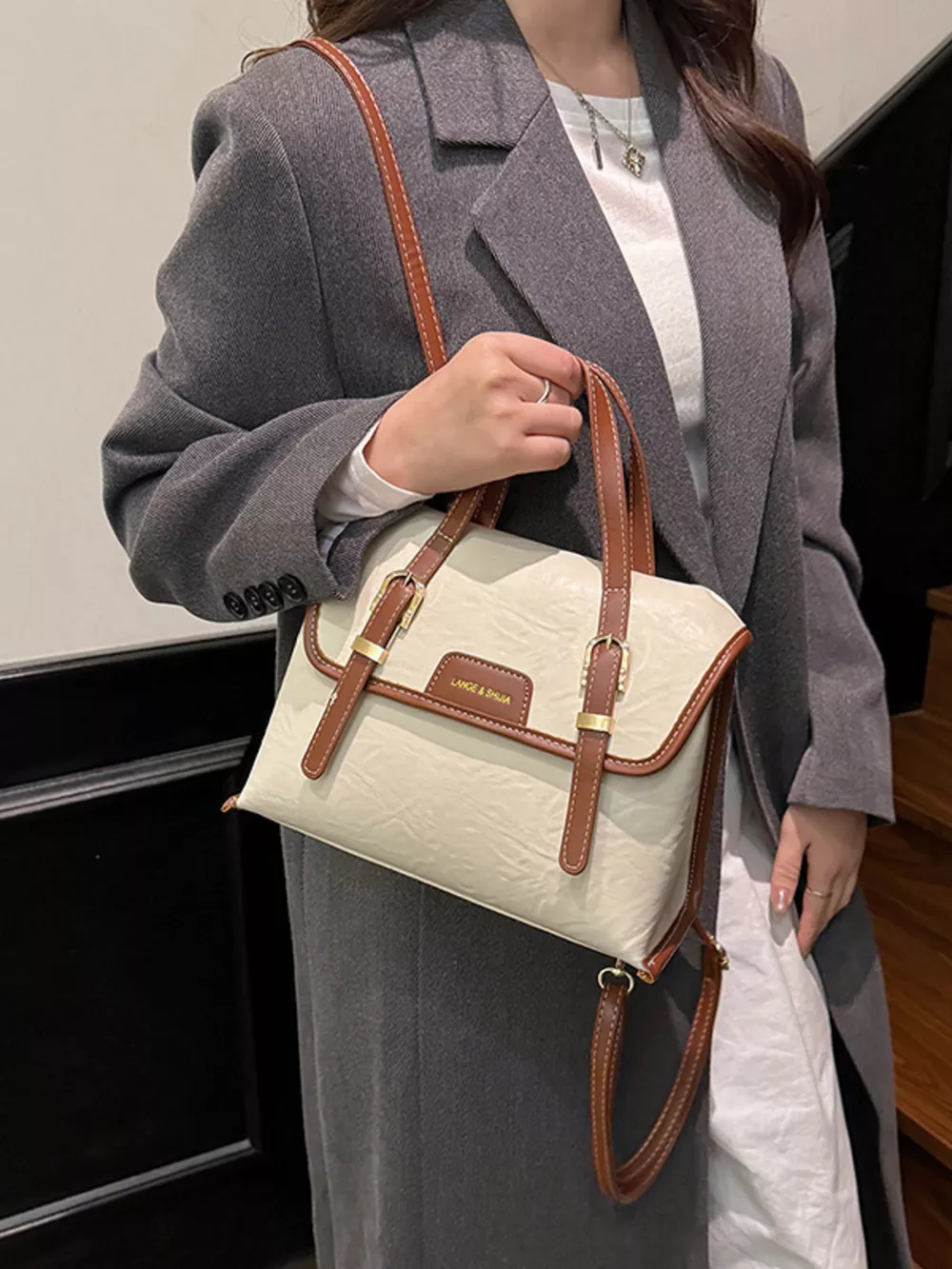Leather Flap Backpack Bag, image 2